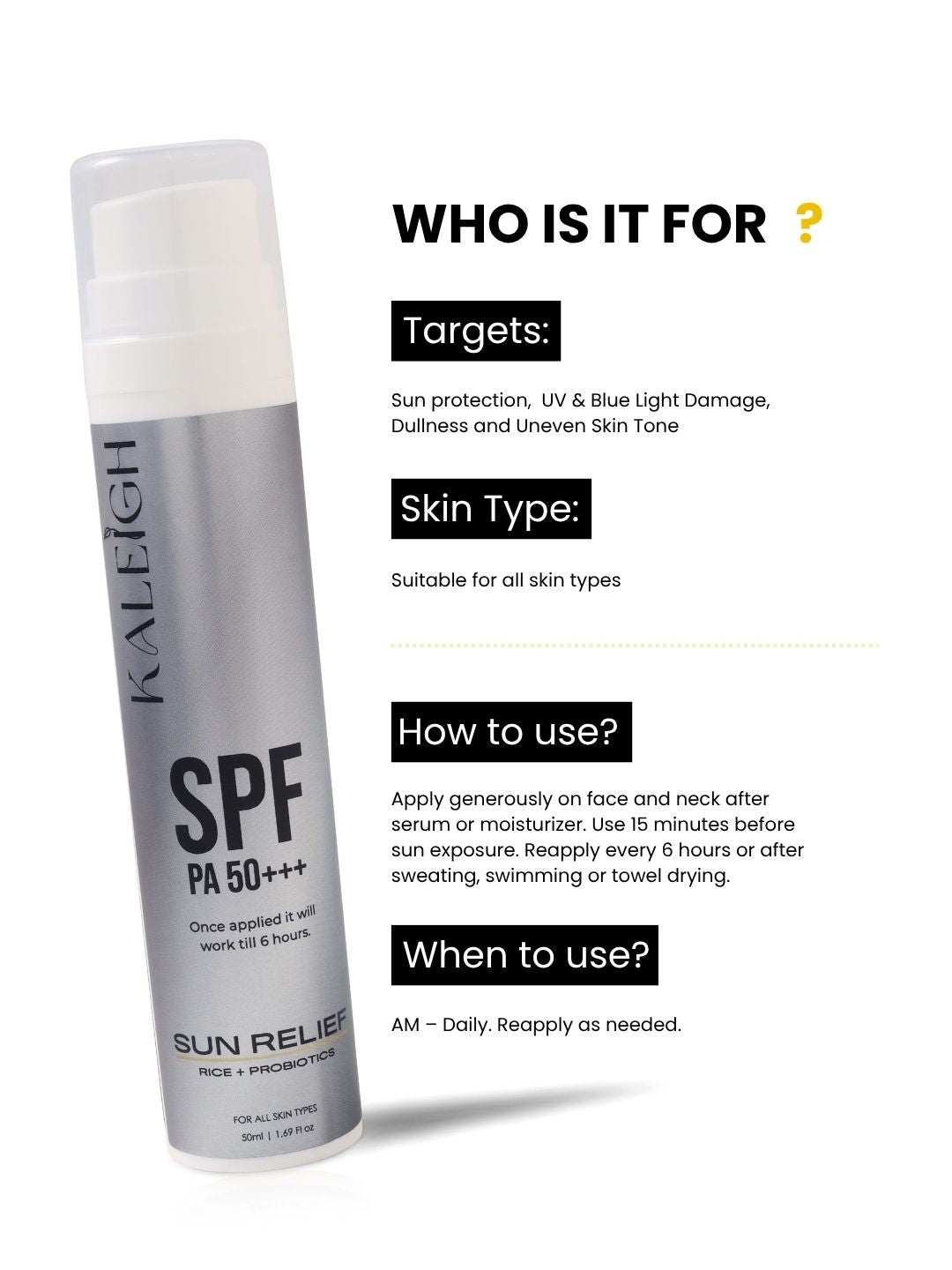 SPF 50 PA+++ Sunscreen - Kaleigh Beauty