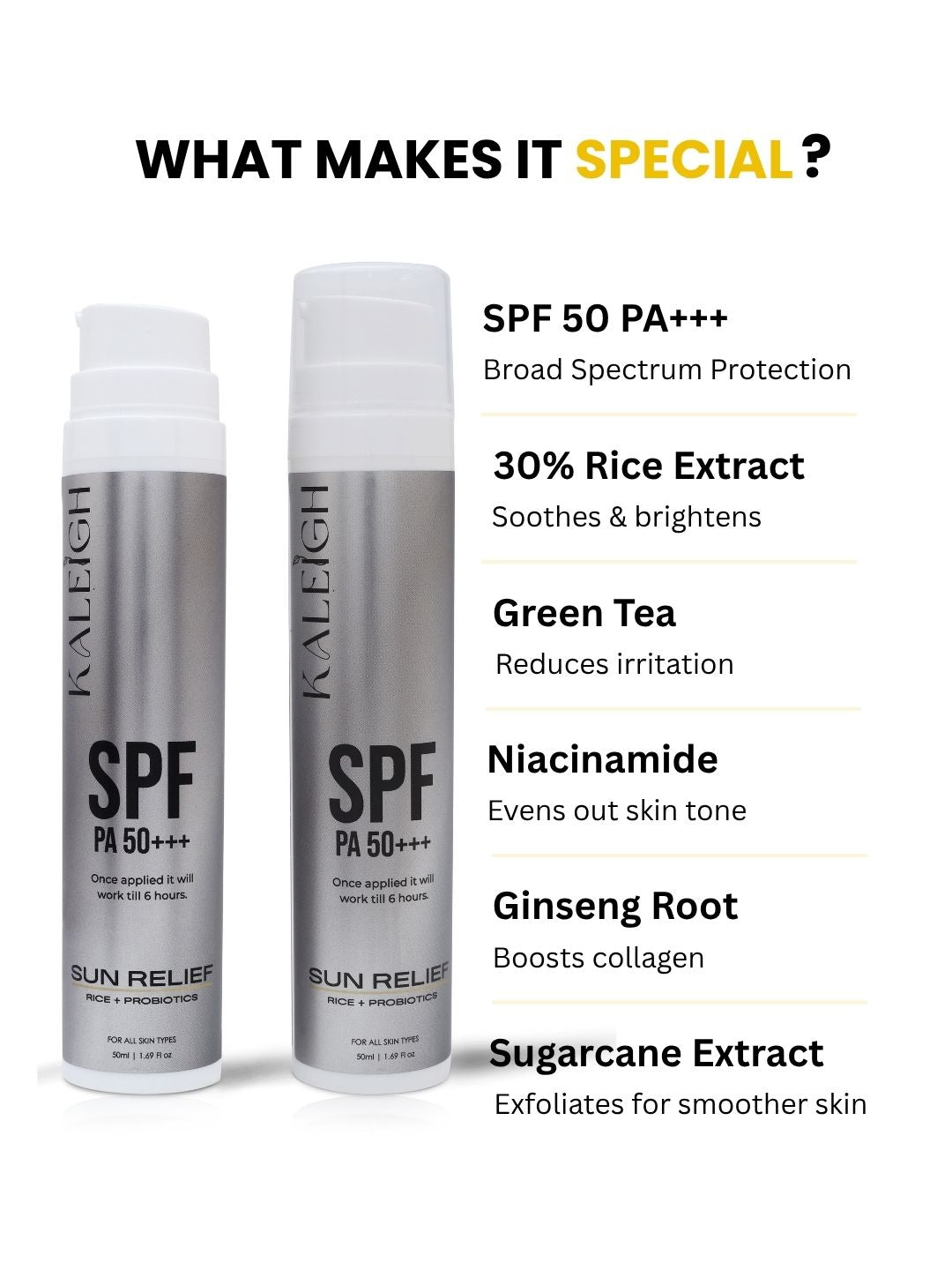 SPF 50 PA+++ Sunscreen - Kaleigh Beauty