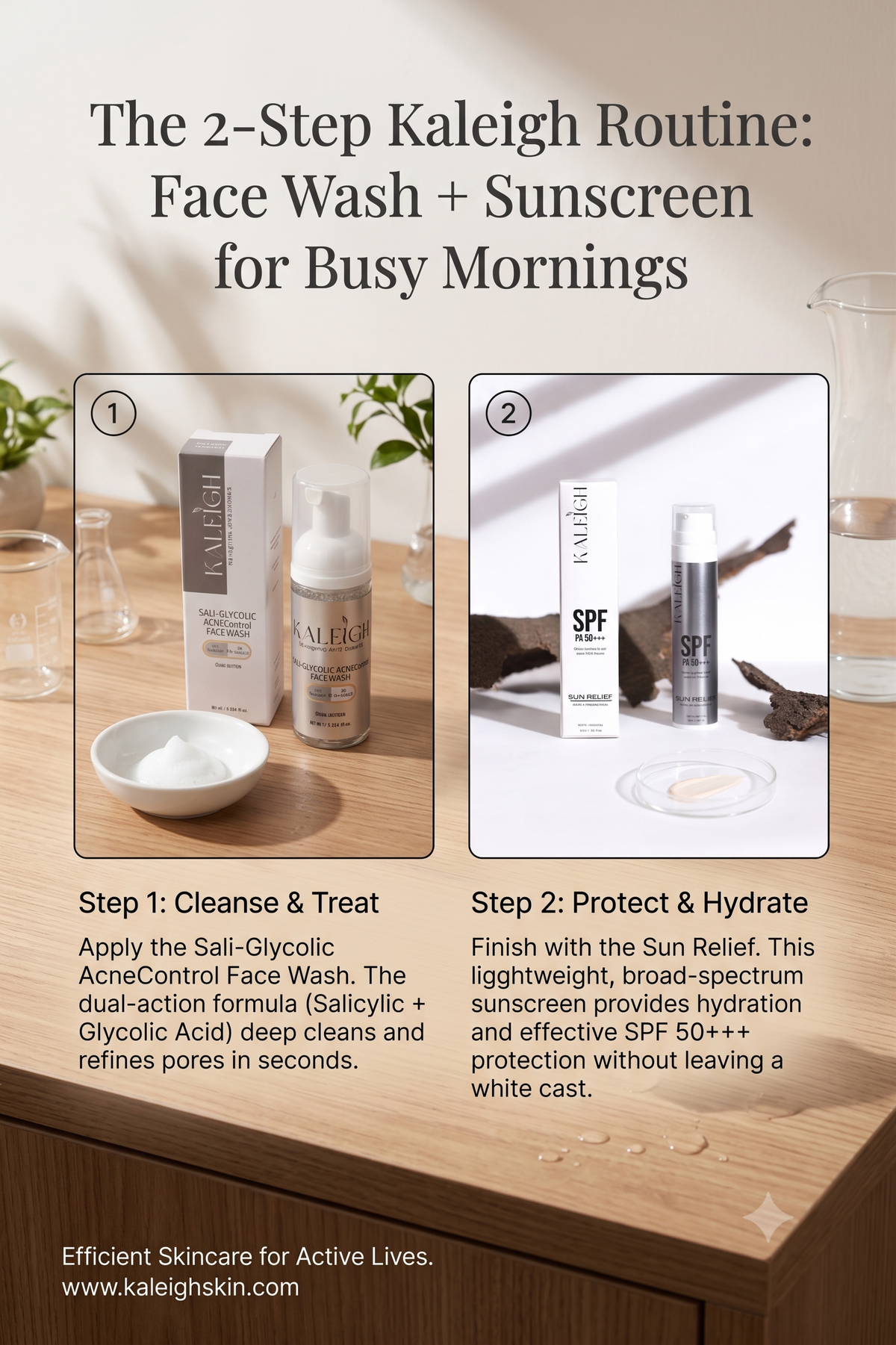 The 2-Step Kaleigh Routine: Face Wash + Sunscreen for Busy Mornings